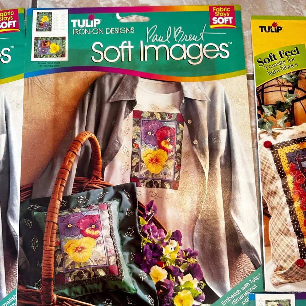 Vintage 1996 Tulip Iron-On Designs Paul Brent Soft Images Color Design Lot of 6